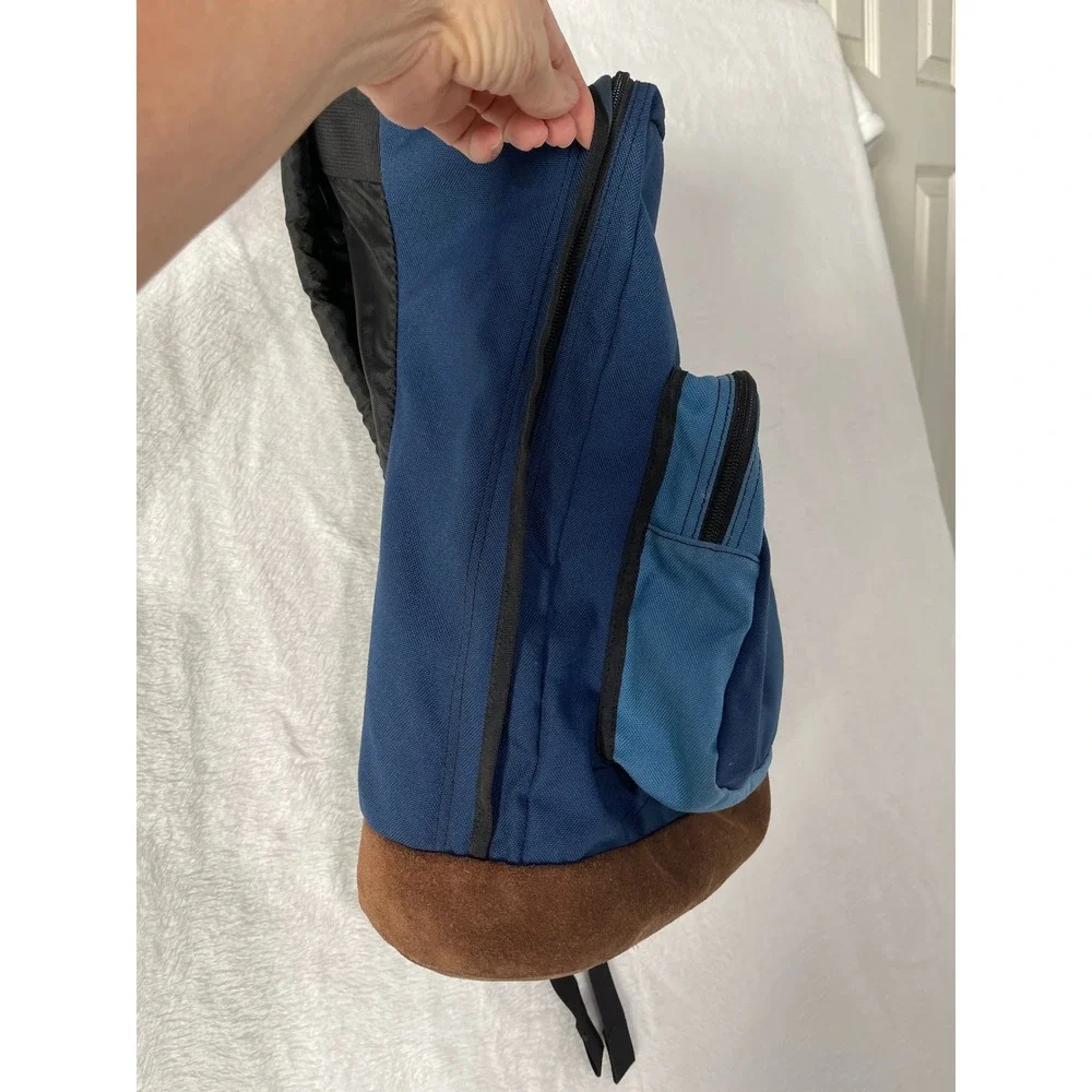 Nike Vintage Backpack Navy Blue Suede Bottom Embroidered Swoosh Y2K School Bag